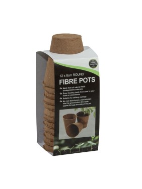 12 pots ronds en fibre de 8 cm